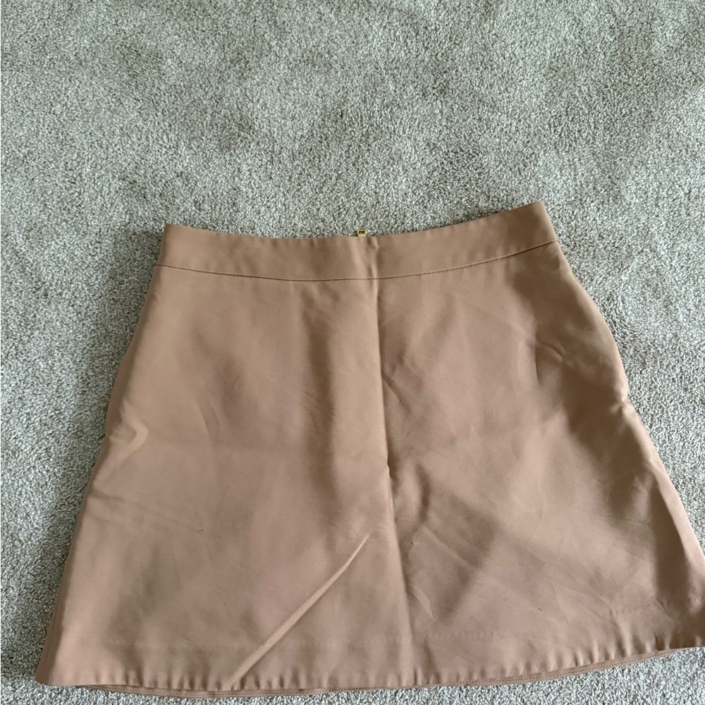 Express Tan a-line Skirt size 10- gold zipper pockets